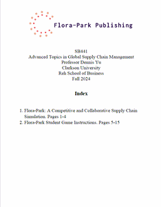 SB441 Advanced Topics in Global Supply Chain Management Fall 2024 Professor Dennis Yu Clarkson University