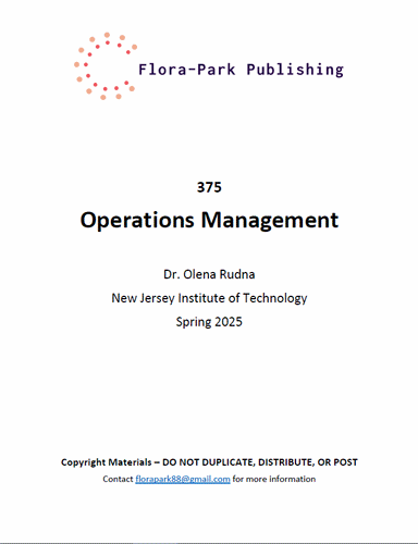 375 Operations Management Spring 2025 Dr Olena Rudna NJIT