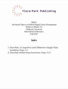 SB441 Advanced Topics in Global Supply Chain Management Fall 2025 Professor Dennis Yu Clarkson University