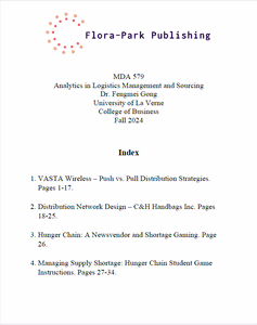 MDA 579 Analytics in Logistics Management and Sourcing Fall 2024 DR Gong