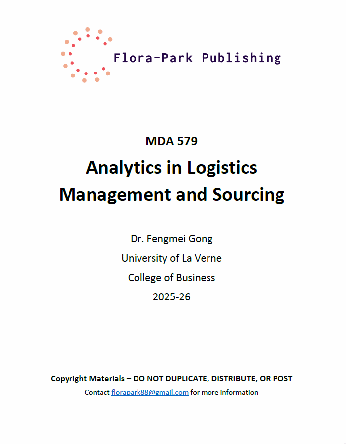 MDA 579 Analytics in Logistics Management and Sourcing 2025-26 DR Gong