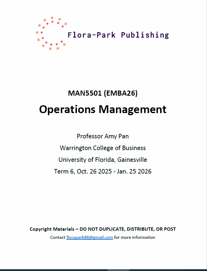 MAN5501 Operations Management 2025 University of Florida DR PAN