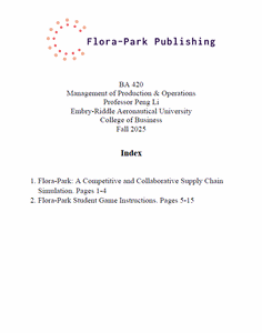 BA 420 Management of Production and Operations Fall 2025 Professor Peng Li Embry-Riddle Aeronautical University