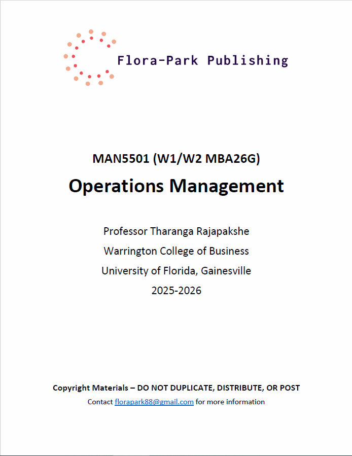 MAN5501 Operations Management 2025-26 University of Florida DR Tharanga Rajapakshe
